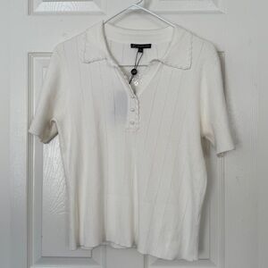 Adrianna Papell Ivory Button Down Shirt